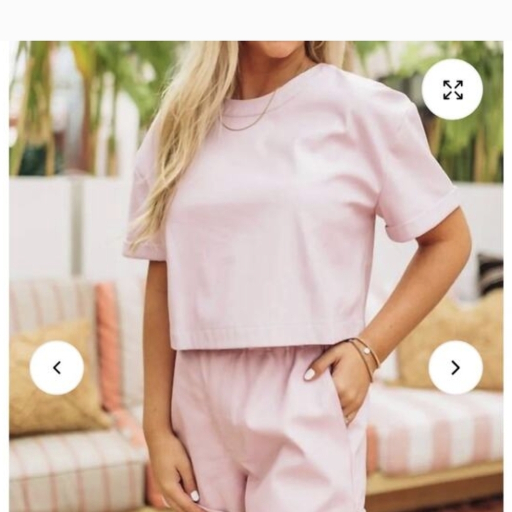 Pink Vegan Leather Crop Top Medium Short Sleeve Buddy Love